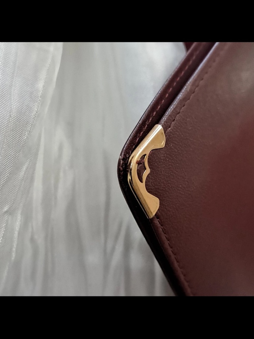 Cartier Burgundy leather long wallet  Gold Corner Accents Credit Card - Picture 10 of 12